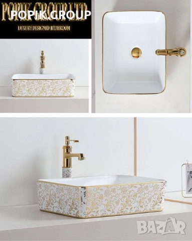 Луксозна мивка с позлатен дизайн и златен смесител – Popik Group LTD, снимка 6 - ВИК - 51982208