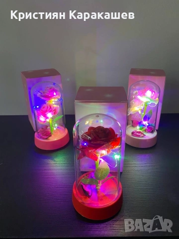 Мини Декоративна Златна Роза LED лампа, снимка 3 - Декорация за дома - 53429981