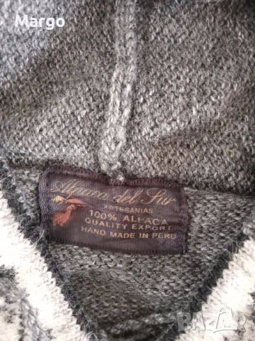 Ръчно изработен, сив пуловер от Перу 100% алпака 38 s m, снимка 3 - Блузи с дълъг ръкав и пуловери - 53400603