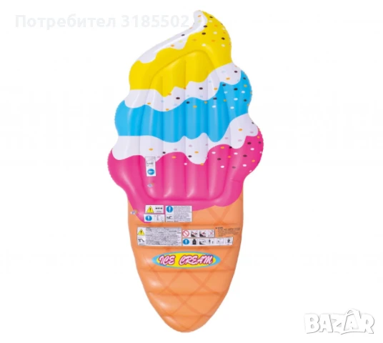 Надуваем дюшек във формата на сладолед, идеален аксесоар за летния сезон, снимка 5 - Надуваеми играчки - 50927796