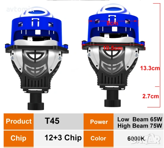 Bi-LED лупи за вграждане 3.0 инча 65W, 6+3 чипа 24V,  за дълги и къси светлини,  6000К, снимка 5 - Аксесоари и консумативи - 53505233