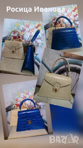 VERA "Azulena" - Луксозна Италианска Чанта от Естествена Кожа, кралско син цвят

, снимка 2 - Чанти - 50933281