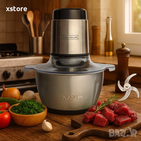 Електрически чопър с купа от неръждаема стомана Royalty Line RL-MCE300.34.18 / RL-MCE600.34.18, снимка 3 - Чопъри и пасатори - 52698787