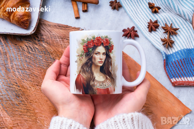 Порцеланови чаши с български народни мотиви, снимка 3 - Чаши - 42843358