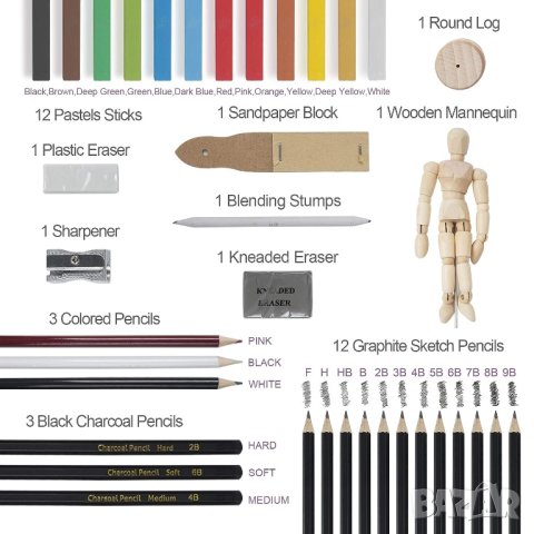 Куфар с аксесоари за рисуване / аксесоари за живопис  19 части A800604, снимка 4 - Други - 42411915