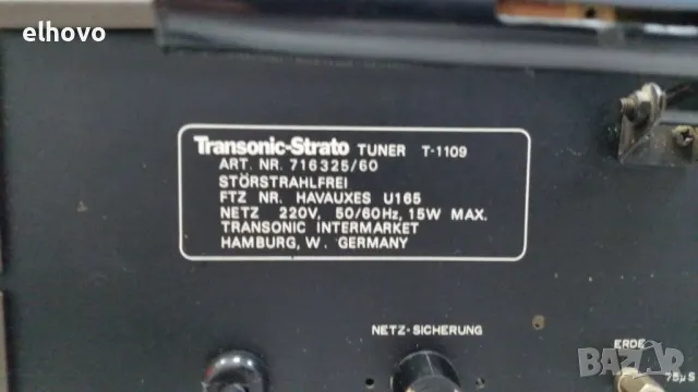 Стерео тунер Transonic-strato T-1109, снимка 8 - Ресийвъри, усилватели, смесителни пултове - 27583941