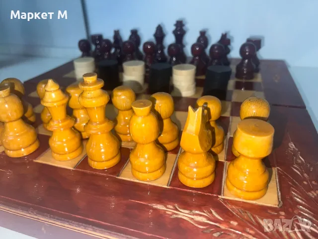Голям Дървен шах 44 х 44 см. и табла, снимка 4 - Други спортове - 50580622