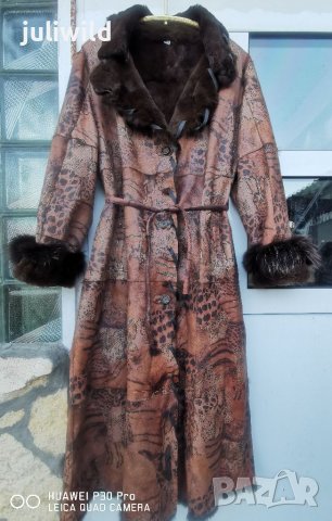 Кожено палто, естествена кожа с косъм, уникат,50%промо, снимка 12 - Палта, манта - 39206820