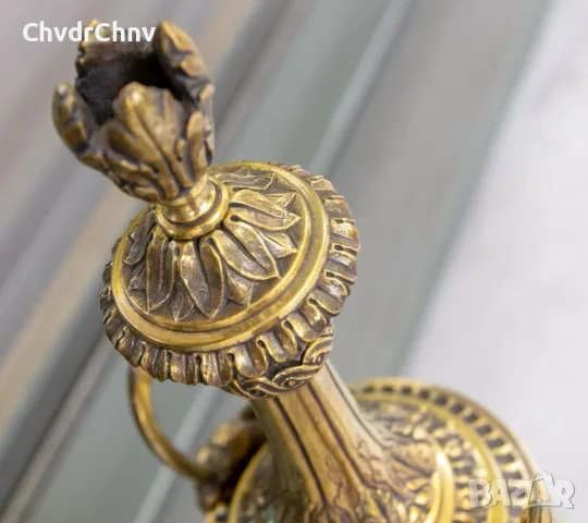 чифт2бр Франция 1800-те/42см-8кг/стари френски пиедестални вази с дръжки/бронз-мрамор, снимка 7 - Антикварни и старинни предмети - 55846731
