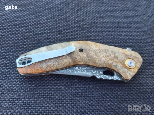 Сгъваем джобен нож,дамаска стомана,съчмен лагер,Flipper Outdoor Tool, снимка 12 - Ножове - 49492670