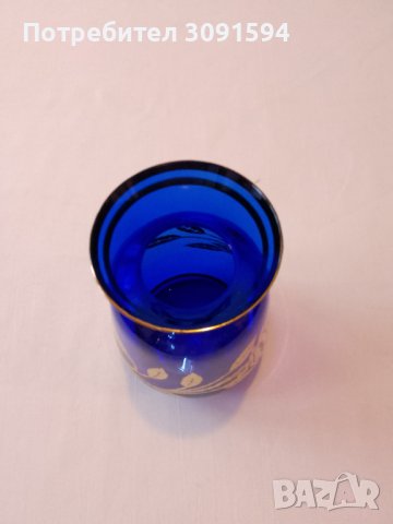 Синя и златна кристална стъклена ваза Бохемия, снимка 8 - Други ценни предмети - 41147891