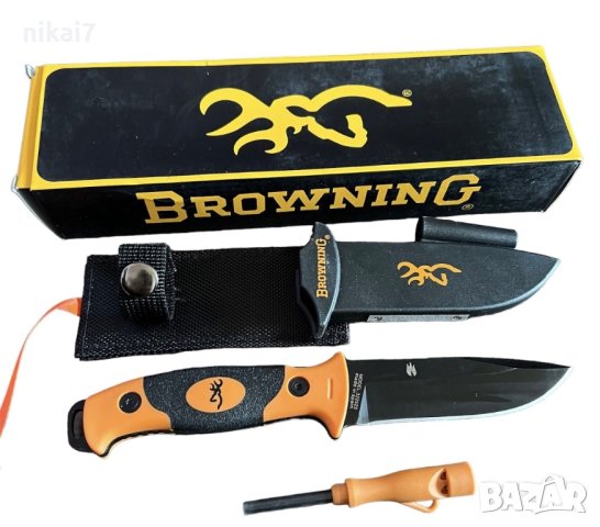 ловен нож тактически Browing+свирка кремъ за палене на огън оцеляване, снимка 8 - Ножове - 42066240