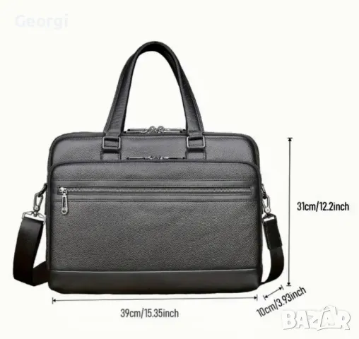 Премиум, Луксозна и Елегантна Бизнес чанта (за лаптоп 15,6”) Естествена върхова кожа!, снимка 4 - Чанти - 49279020