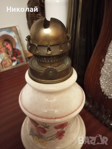 Порцеланова газова , газена лампа, снимка 2 - Антикварни и старинни предмети - 52794986