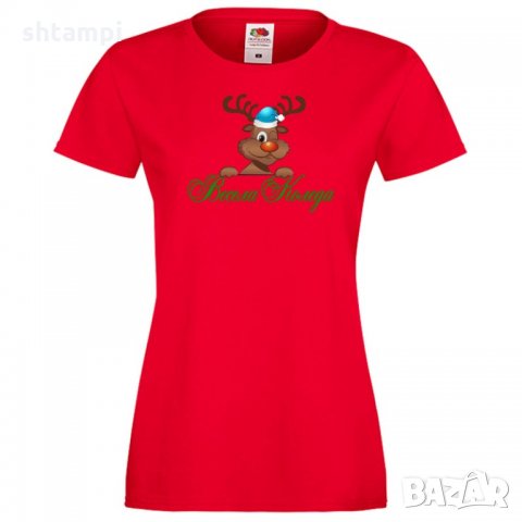 Дамска тениска Коледа Весела коледа елен 1, снимка 2 - Тениски - 34690992