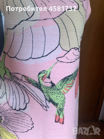 Рокля с тропически десен с колибри Desigual, размер М, снимка 2 - Рокли - 51976736