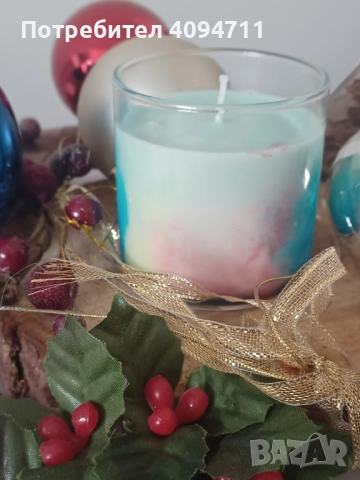 Декоративна свещ със соев восък и аромат на цветя/роза и жожоба/, снимка 3 - Декорация за дома - 52464619