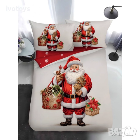 Двулицево коледно спално бельо, размер за приста (Реално изображение), 4 части - WS17383