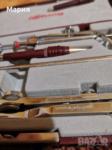 Комплект Rotring хромирани прецизни чертожни инструменти, снимка 2 - Други ценни предмети - 53174904