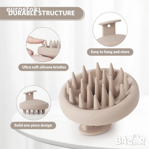 Sndyi Силиконов масажор за глава,  скраб/ексфолиант, мек силиконов скраб за коса, снимка 3 - Масажори - 51344936