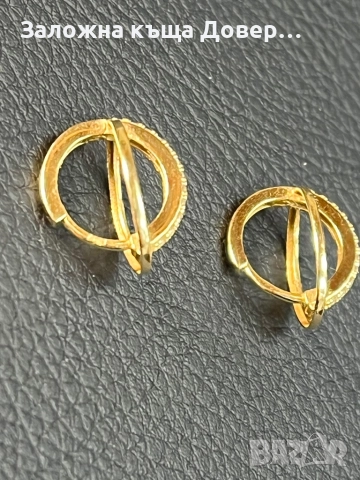 Златни обеци Халки циркон ЧИСТО НОВИ 14 карата 585 zlatni obeci zlaten gold, снимка 8 - Обеци - 52829934