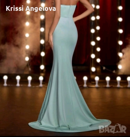 Красива и нежна рокля с камъни и пера, снимка 2 - Рокли - 52382555