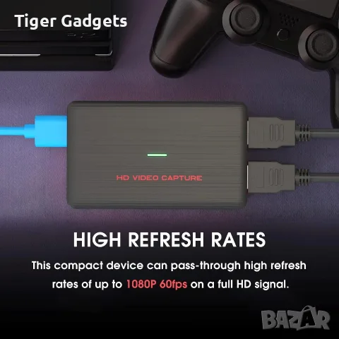 BR140 HDMI Capture Card – USB 3.0, 1080p 60FPS, HDMI Passthrough, снимка 6 - Кабели и адаптери - 56021497