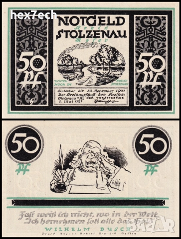 ❤️ ⭐ Германия Stolzenau 1921 50 пфенинга UNC нова ⭐ ❤️