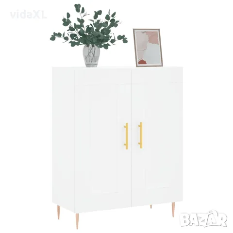 vidaXL Сайдборд, бял, 69,5x34x90 см, инженерно дърво, снимка 3 - Бюфети - 56147918