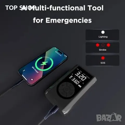 Нов Мощен компресор за гуми 150PSI, 8000mAh, LED дисплей, 12V Помпа кола, снимка 5 - Друга електроника - 49945109