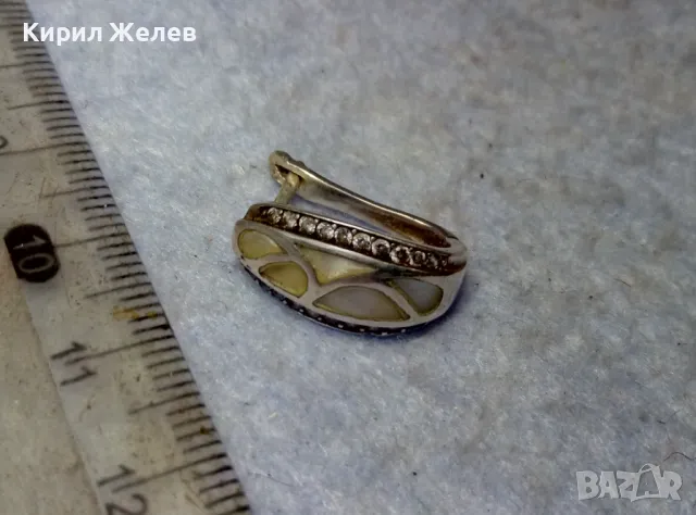 ВИНТИДЖ АРТ АНГЛИЙСКА СЕДЕФЕНА СРЕБЪРНА ОБЕЦА СРЕБРО 925 с ЦИРКОНИ МАЙСТОРСКА ЮВЕЛИРНА РАБОТА 49724, снимка 11 - Обеци - 49757285