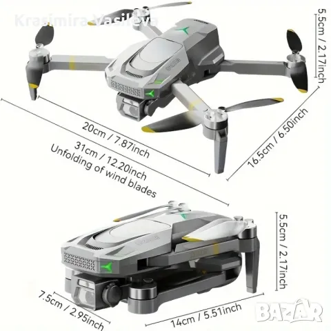 Дрон GD95, FPV 4K Камера с Нощно Виждане, Сив, снимка 6 - Дронове и аксесоари - 48284877