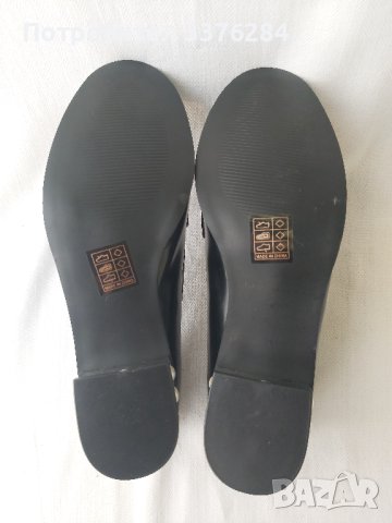 НОВИ Черни кожени елегантни обувки с перли, снимка 18 - Дамски елегантни обувки - 40488526