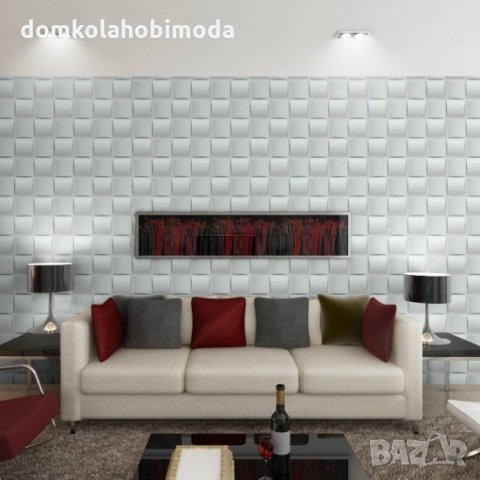 3D PVC панел за стена или таван, Иновативен,50x50 см, Бял