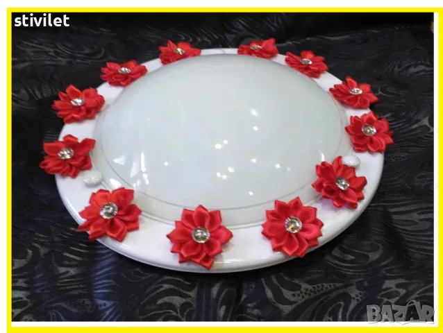 ПЛАФОН ЧЕРВЕНО ЦВЕТЕ КОПРИНА  - НОВО- 3D ЕФЕКТ., снимка 2 - Лампи за таван - 47360503