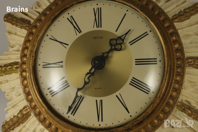 Стар Стенен Часовник SMITHS 8 Дневен Английски, снимка 2 - Антикварни и старинни предмети - 53685102
