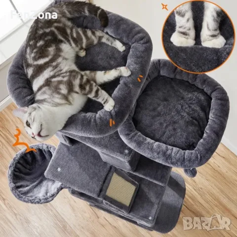 Драскалка за котки Dark Gray 206 см – XXL катерушка с къщички, хамаци и платформи, снимка 4 - За котки - 55783265