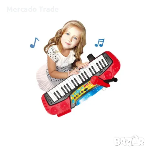 Детска йоника с микрофон, столче и светлини, снимка 2 - Музикални играчки - 48326108