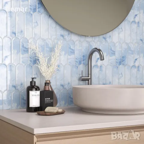 VaryPaper 3D сини мраморни плочки-стикери, 30,5 см x 30,5 см - 10 броя, снимка 3 - Други - 49706838