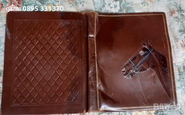 голяма, красива, кожена, стара папка за документи и др. с кон, голям формат, снимка 9 - Антикварни и старинни предмети - 41947479