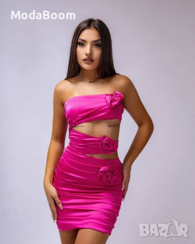 Розова къса стилна дамска рокля , снимка 3 - Рокли - 48712690