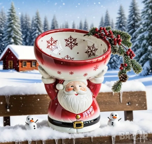 Молд кашпа дядо Коледа с купа, снимка 3 - Форми - 51742447