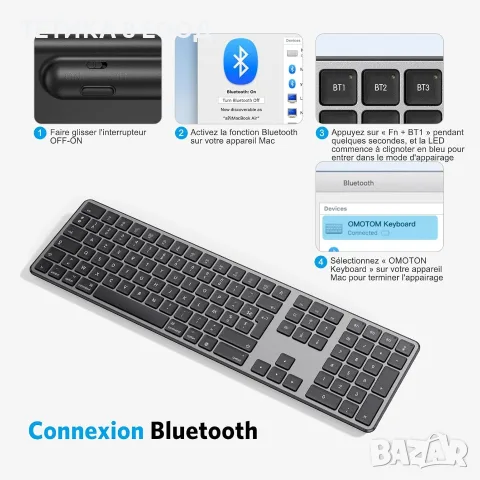 Безжична Bluetooth клавиатура за Mac – Multi-Device, QWERTY UK, снимка 6 - Клавиатури и мишки - 55842563