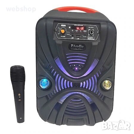 Караоке Тонколона PAudio PA-81, 8 инча, Микрофон, Цветомузика, Bluetooth, FM радио, USB, Micro SD, , снимка 1 - Караоке - 39611579