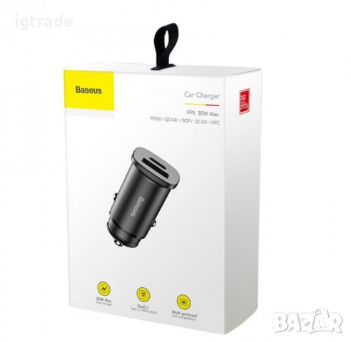 Baseus BS-C15C 30W зарядно за кола USB QC4.0+ и  USB-C PD 3.0 , снимка 5 - Аксесоари и консумативи - 39302188