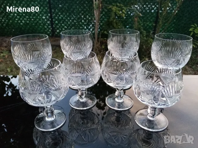 Български кристални чаши за вино и коняк 