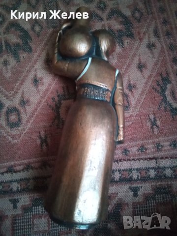 Бутилка стара керамична фигурална  ръчно рисувана етно тематика 43745, снимка 4 - Колекции - 44449158