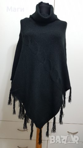 Дамско плетено пончо размер Л-ХЛ, снимка 3 - Палта, манта - 38873935
