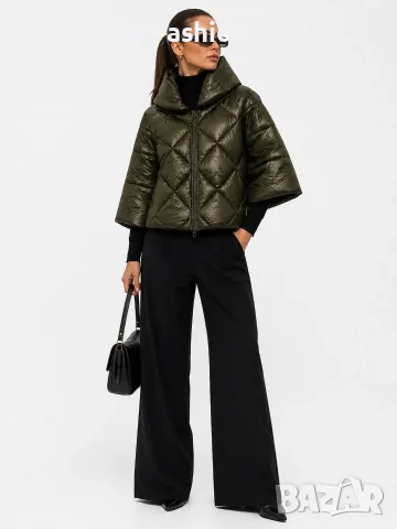 Дамско капитонирано яке 259 – Olive Green, снимка 2 - Якета - 55911682