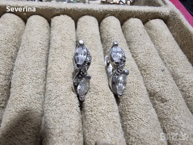 Сребърни, като нови обеци английско закопчаване , снимка 7 - Обеци - 49040862